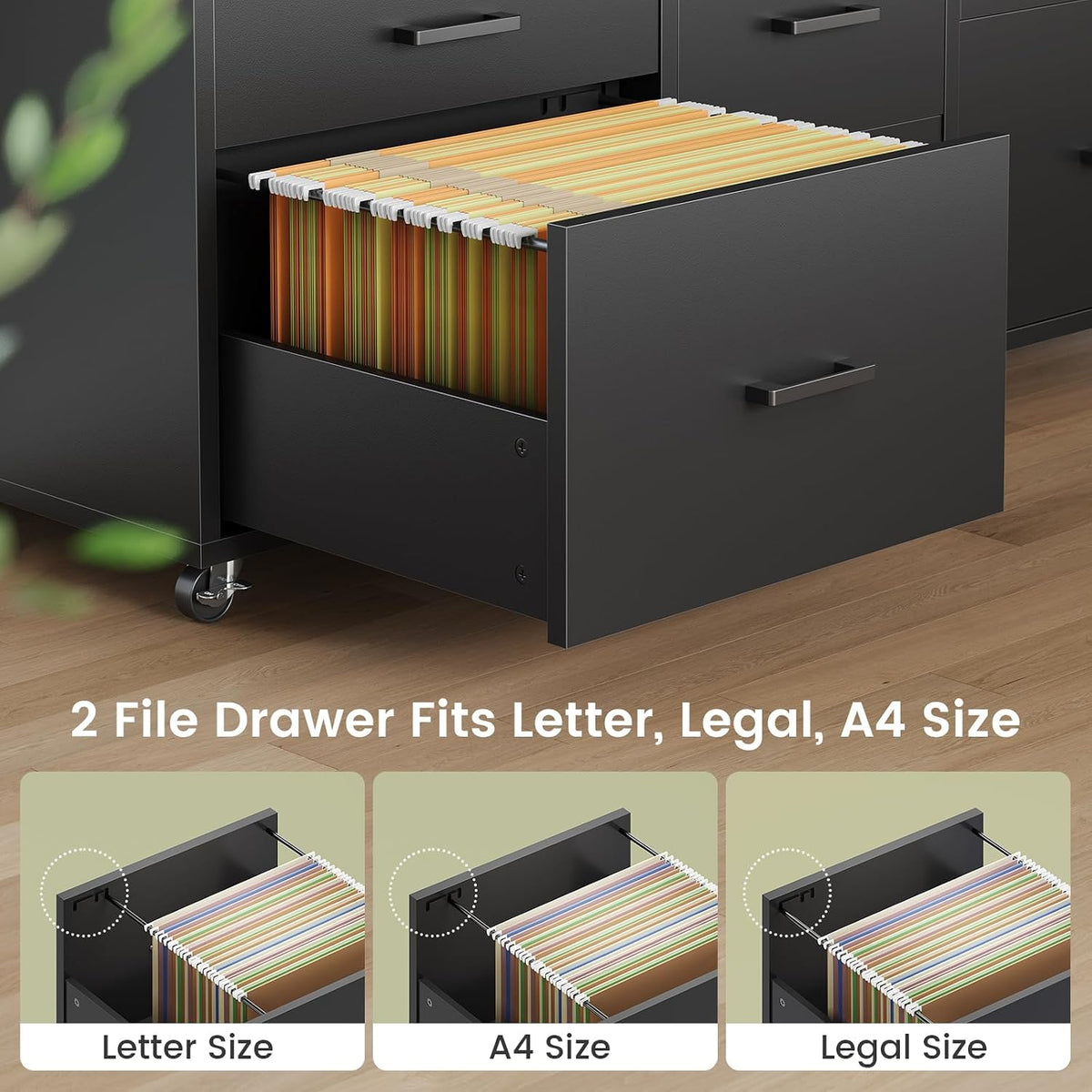 sedeta 6 drawers file cabinet with power strip, close-up detail