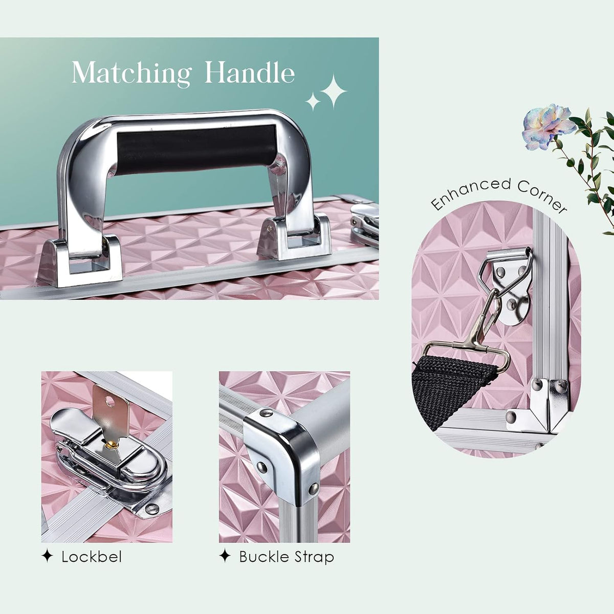 Joligrace Makeup Train Case Professional Cosmetic Organizer Aluminum Storage ...