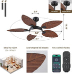52"brown tropical outdoor palm leaf ceiling fans with shown in use