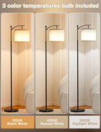 ambimall 60" modern floor lamp with beige shade shown in use