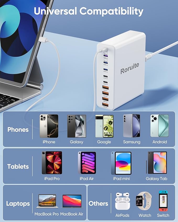800W USB C Charging Station, 120W PD GaN5 Super Fast USB C Charger Block-10 Port - Image 8