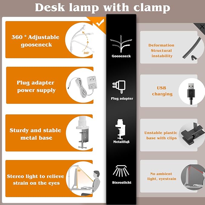 AKRRYR Led Desk Lamp for Home Office, 24W Bright Eye-Caring Desk Light - Image 5