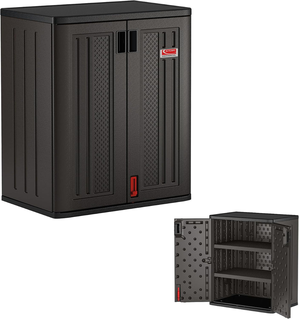 suncast 30" heavy-duty resin garage cabinet, lockable, dark, main product view