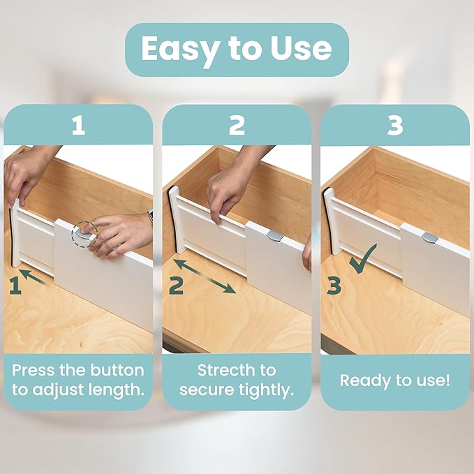 RAPTUROUS Adjustable Drawer Dividers, Expandable 13.35-22", Non-Slip - Image 5