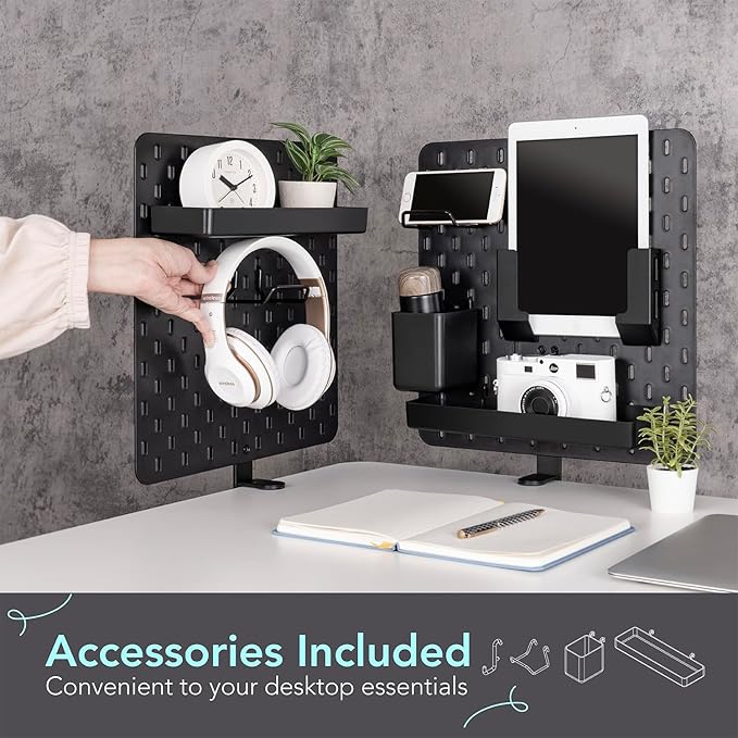 EHO Clamp-On Desk Pegboard, Desk Partition Panel, No-Drill Desk Mounted Peg - Image 7