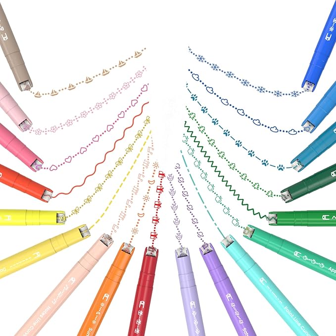 AECHY 18PCS Curve Highlighter Pen Set, Dual Tip Marker Pens by AECHY