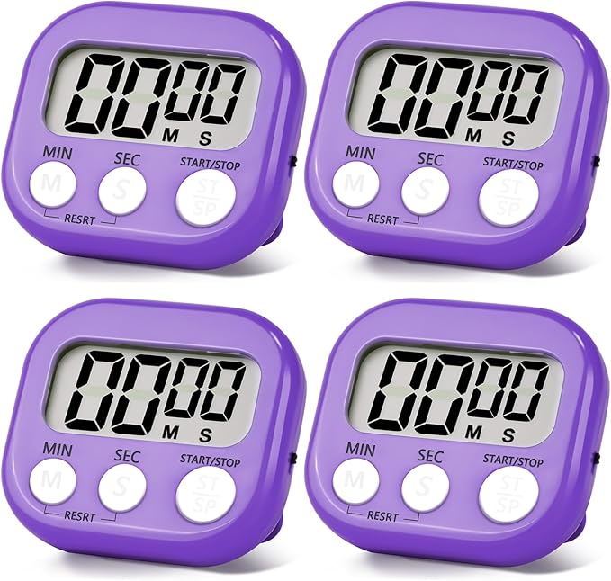 4 Pack Purple Digital Kitchen Timer Magnetic Digital Timer by Unknown