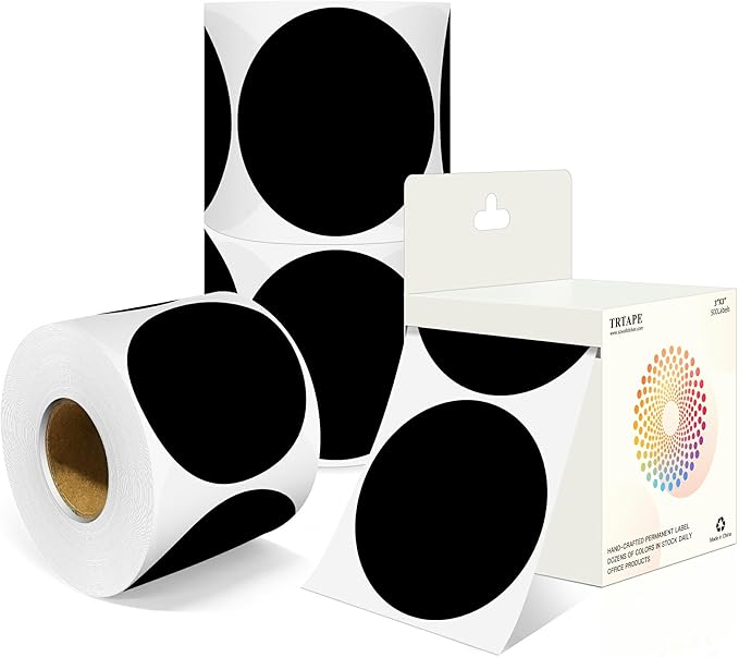 3 Inch Round Colored Dot Stickers, 4 Rolls in Dispenser Box by Unknown