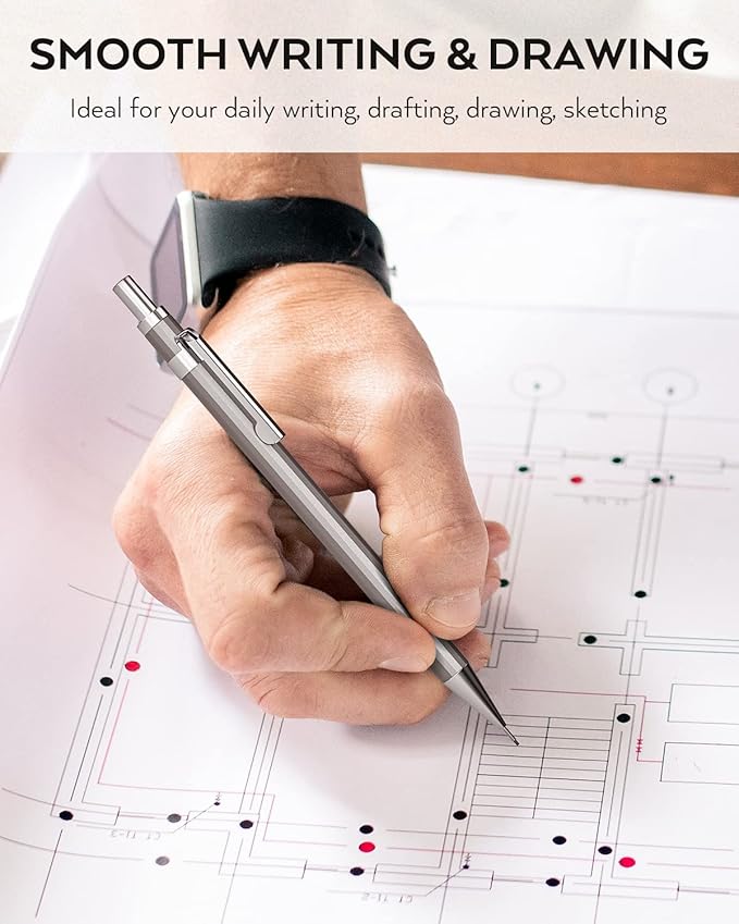Nicpro 8 Pack 0.5mm & 0.7mm Metal Mechanical Pencil Set, MB1000 Lead Drafting - Image 9