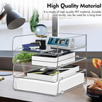 Lunmore Stackable Paper Trays, 4 Tier Desk File Organizer, Document Letter Tray - Image 3
