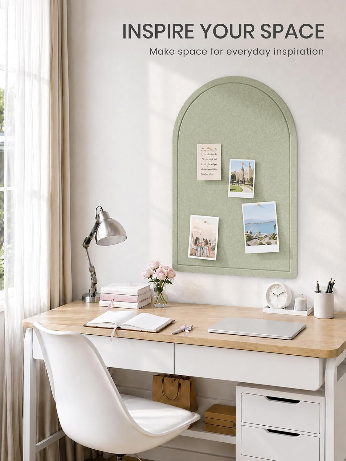 Large Arched Felt Bulletin Board 35.4''×23.6'', Sage