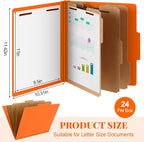 Skyygemm 24 Pcs Classification Folders Letter Size, 3 Divider Pressboard File - Image 2