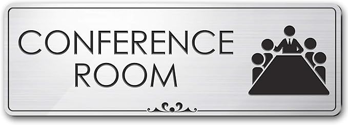 Conference Room Sign Office Meeting Sign, Brushed Silver, Fade Resistance by MySignCenter