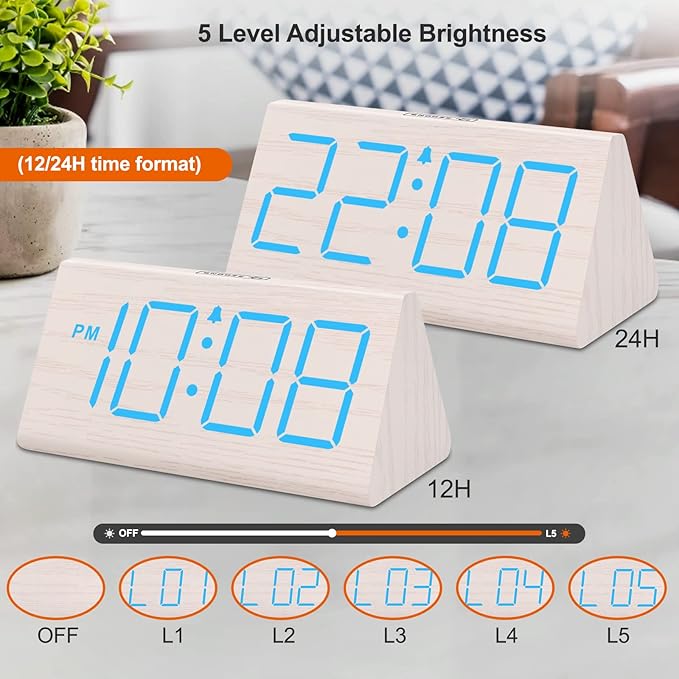 DreamSky Wooden Digital Alarm Clocks - Image 6