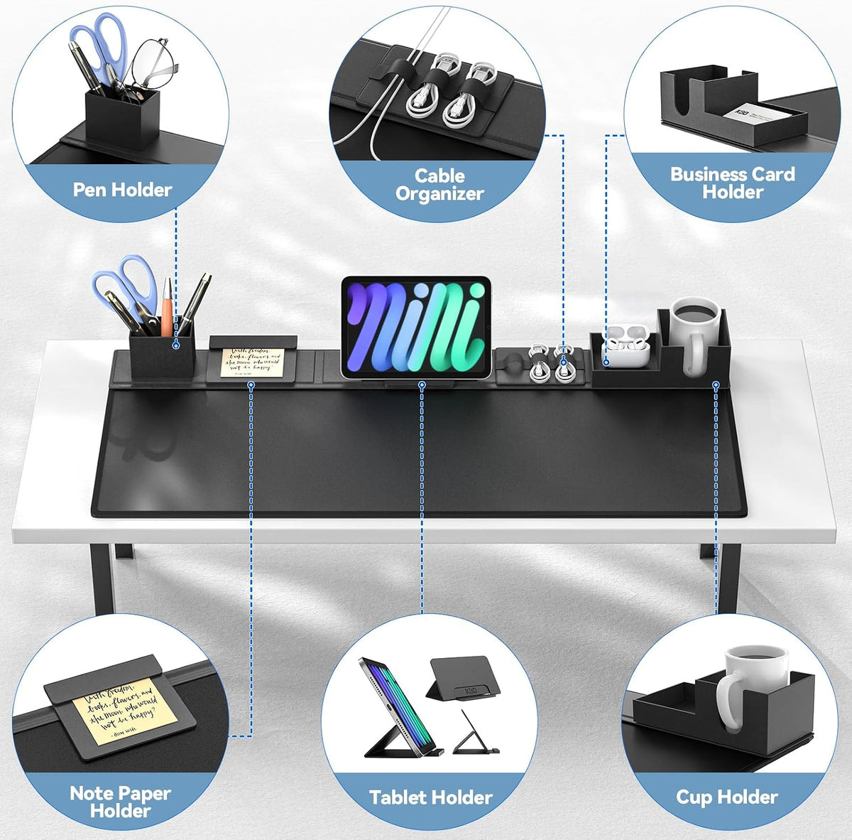 kdd desk pad mat set, 6 in 1 shown in use