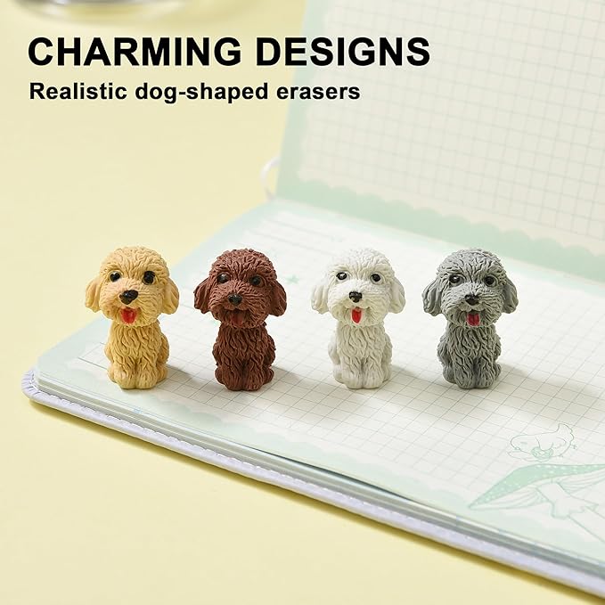 24Pcs Pencil Top Erasers for Kids, Dog Pencil Erasers Toppers Bulk, Cute Cap - Image 2