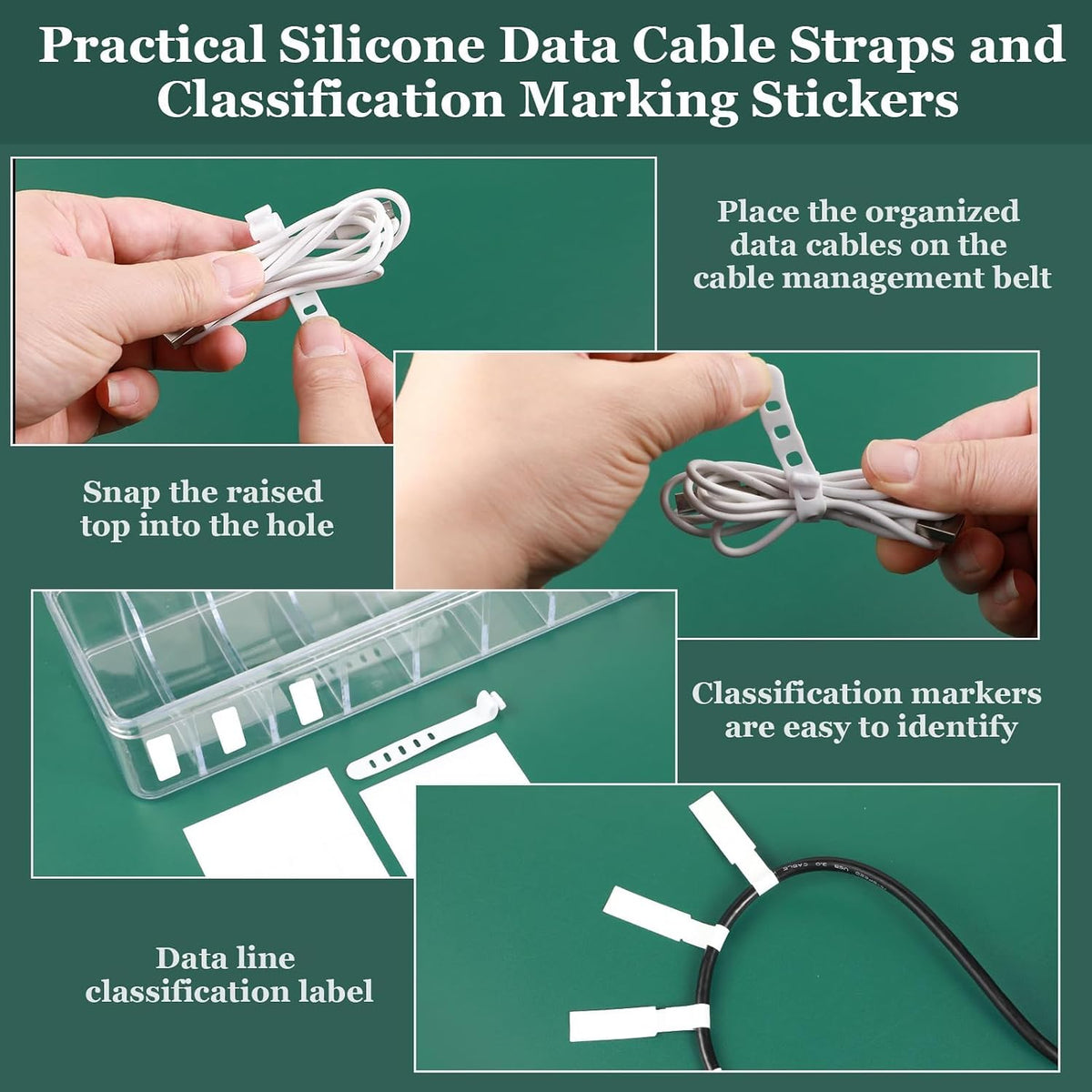 ProSuites Cable Organizer Box with Lid, 5 Pcs Clear Cord Storage Organizer wi...