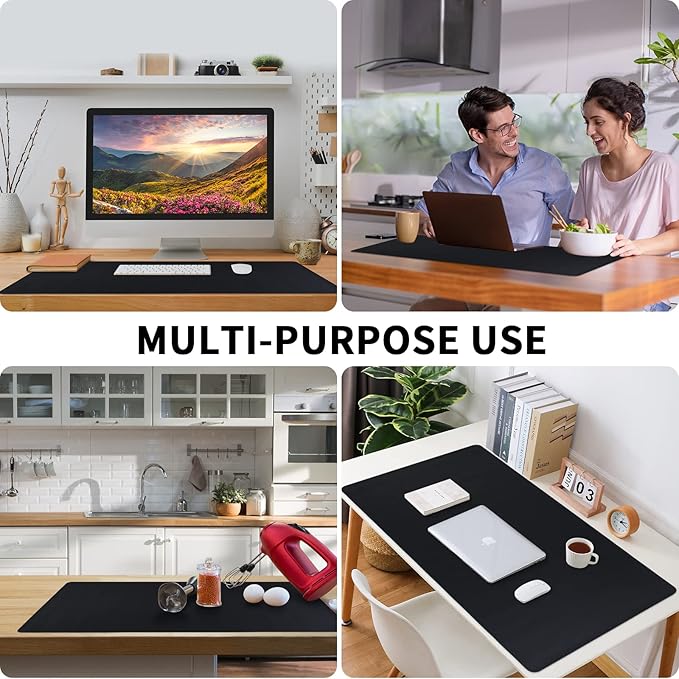 Leather Desk Pad, Mouse Pad, Non-Slip Desk Protector Mat, Leather Desk Blotter - Image 3