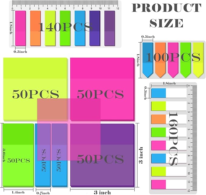 BAYTORY 700 Sheets Transparent Sticky Notes, Self-Adhesive Translucent Writable - Image 2