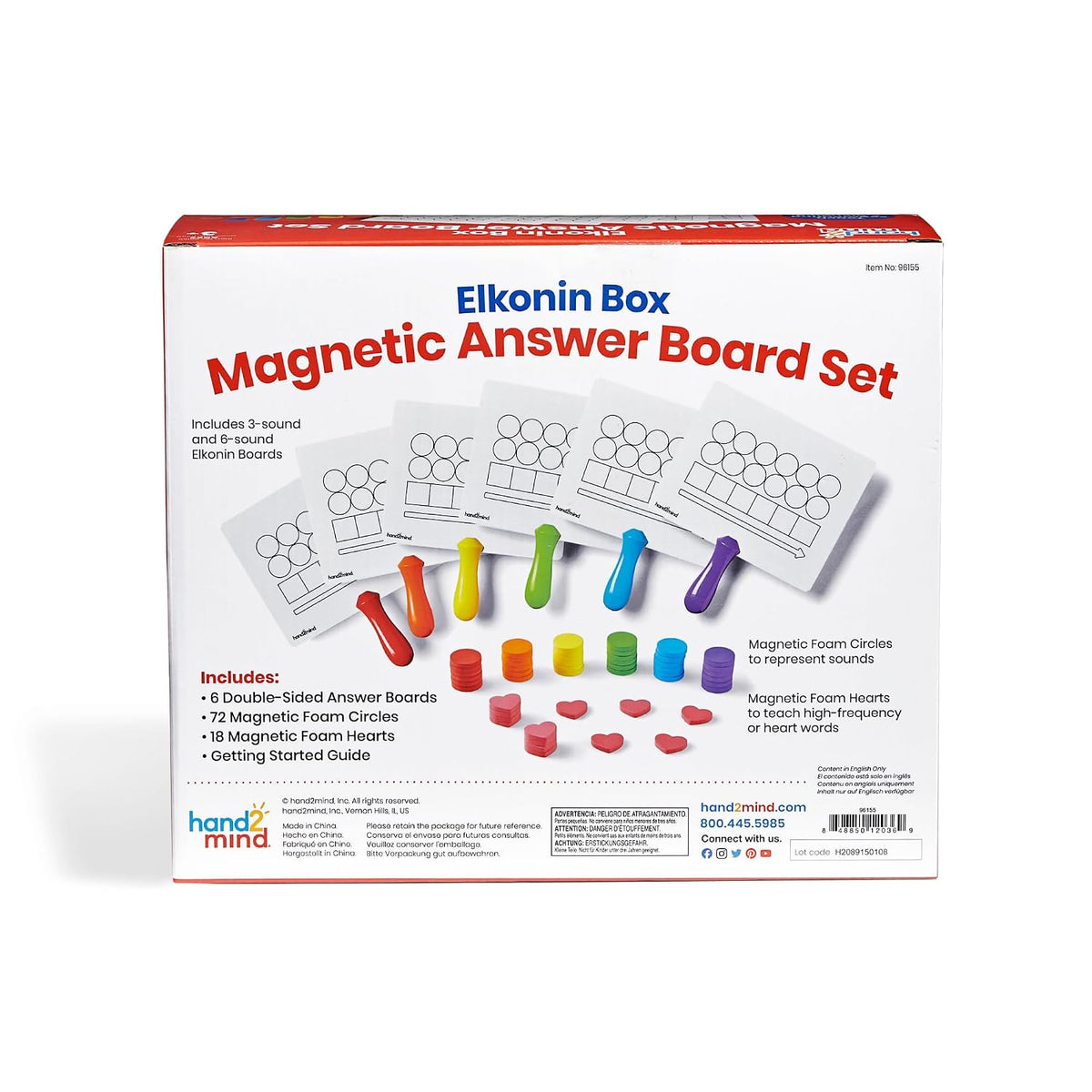 hand2mind Elkonin Box Magnetic Answer Board, Set of 6