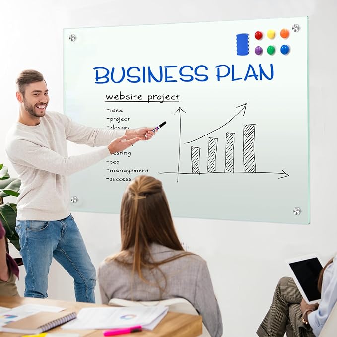 H-Qprobd Glass Whiteboard 60"x40" Magnetic Dry Erase White Board - Image 7