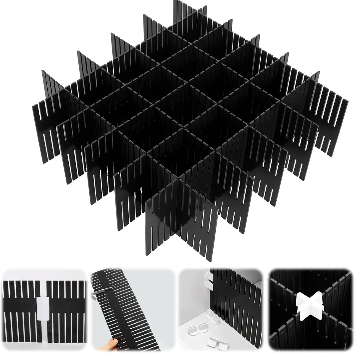 Blosssound 15 Pcs 5.12 Tall Drawer Divider, Adjustable Organizer, Black