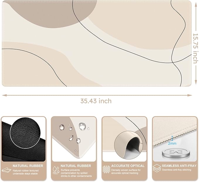 iCasso Extended Gaming Mouse Pad, Large Stable Rubber Base Mousepad - Image 2