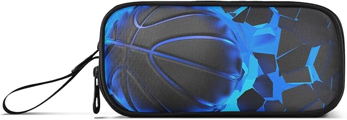 BOENLE 3d Basketball Blue Lighting Pencil Case Box Boys Girls Large Pencil Pouch - Image 8