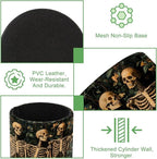 Leather Pen Holder for Desk, Skeleton Flower Pencil Cup Desktop Organizer - Image 2