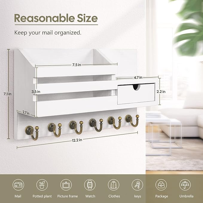 FifthQuarter Key Holder Wall Mount: Key and Mail Holder - Image 2
