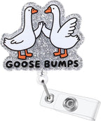 Goose Bumps Funny Nurse Badge Reel, Retractable ID Card Badge Holder, Name Tag by BVIIE