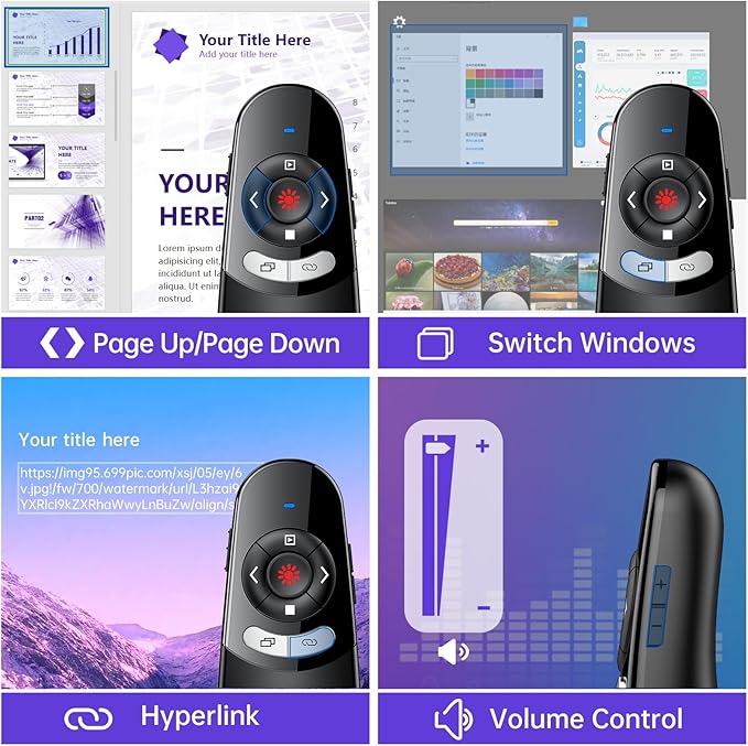 2 in 1 Type C USB Presentation Clicker Red Light, Wireless Presenter Remote PPT - Image 3