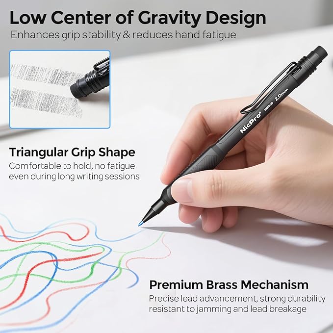 Nicpro 6PCS Weatherproof Mechanical Pencil Set, Sketching Drawing - Image 5