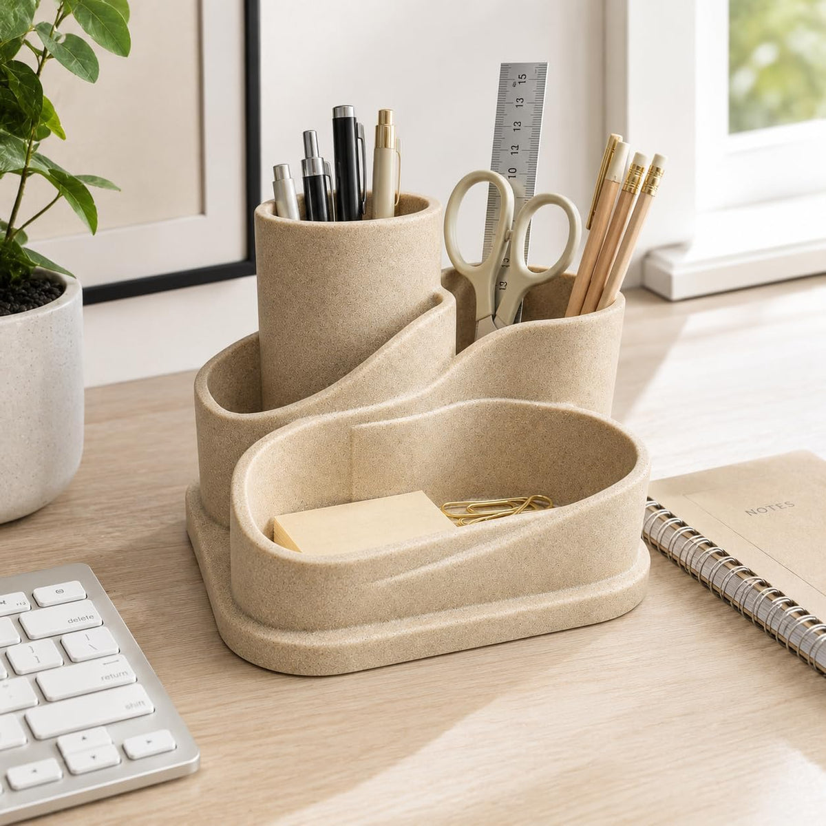 aesthetic desk organizer, cute pencil holder, boho office, package contents