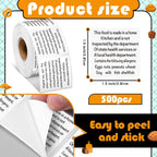 500 White 1.5" Cottage Food Allergy Warning Homemade Stickers | Square Bakery Labels For Baked Goods, Thermal Made In A Home Kitchen Sticker, Sourdough Bread Cookie Ingredient Sticker