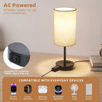 zjojo table lamp set of 2, 13.8" bedside showing dimensions