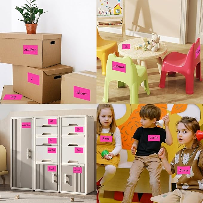 STARLIBOO 3"X5" Rectangle Neon Colored Labels, Removable Moving Labels - Image 5
