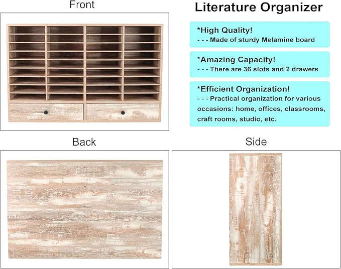 PAG Mail Sorter Organizer, Wood Literature Organizer, Student Mailbox - Image 3