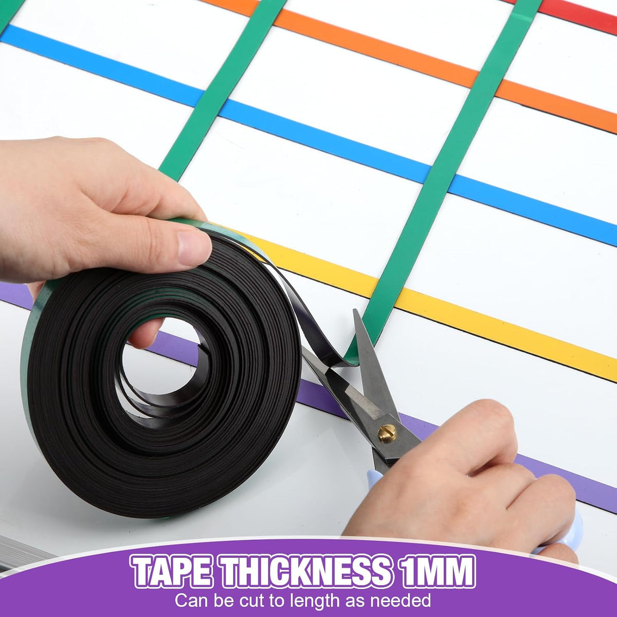 6 Rolls Mixcolor Magnetic Tape Roll Thin Strips, 2/5 Inch x 33 ft