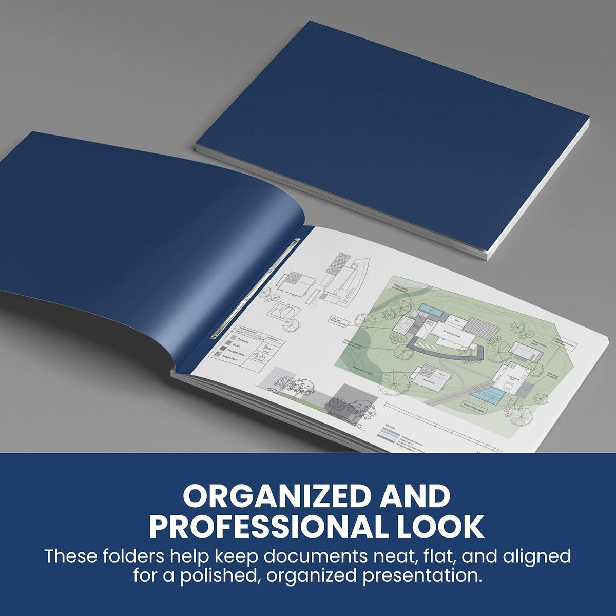 10 Pack 11x17 Pressboard Report Covers, 3 Inch Capacity, Metal Prong | Holds 240 Pages, Heavy-Duty Landscape Folder for Blueprints and Reports, Blue Fiberboard Binder - Performore
