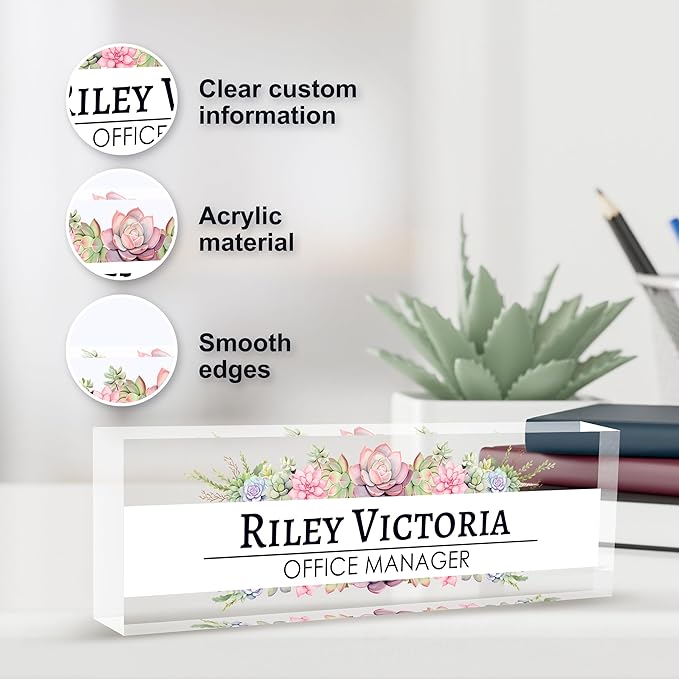 Personalized Name Plate for Desk, Custom Desk Name Plate, Acrylic Name Plate - Image 3