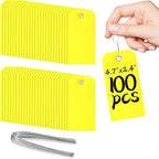 XUWAIDSGN 100Pcs Yellow Plastic Shipping Tags, 4 3/4" x 2 3/8", Waterproof by XUWAIDSGN