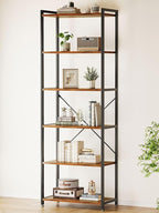 Casaottima Book Shelf, 6 Tier Tall Bookshelf, Modern Wood Bookcase Shelves by Casaottima