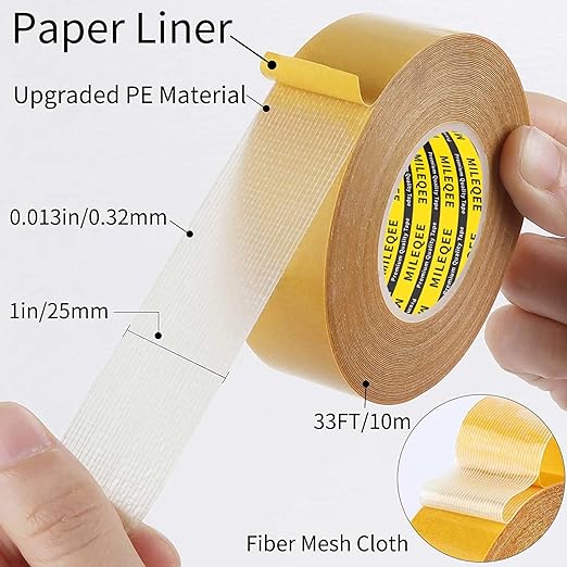 MILEQEE Double Sided Tape Heavy Duty, 1in x 33FT, Universal High Tack, Strong - Image 2