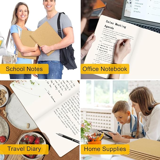 EUSOAR Kraft Notebooks, 12 Packs Large A4 8.5" x 11"，40 Sheets/ 80 Pages - Image 6