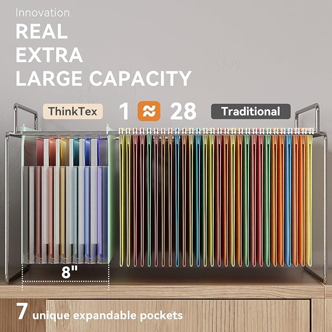 ThinkTex Plastic Expanding Hanging File Folders, 7 Innovative 1.2" Accordion - Image 4