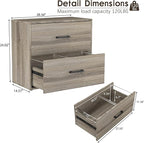 FATIGOS 2 Drawer File Cabinet, Wood Lateral File Cabinet, Wide Filing Cabinets - Image 3