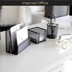 BLU MONACO Black Metal Mesh Letter Sorter | 3-Slot Mail Organizer - Image 3