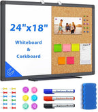 maxtek Combination White Board & Bulletin Cork Board 24 x 18 Whiteboard Magnetic by Maxtek