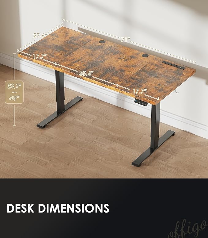 OffiGo 71 Inch Executive Electric Standing Desk, Height Adjustable Desk - Image 8